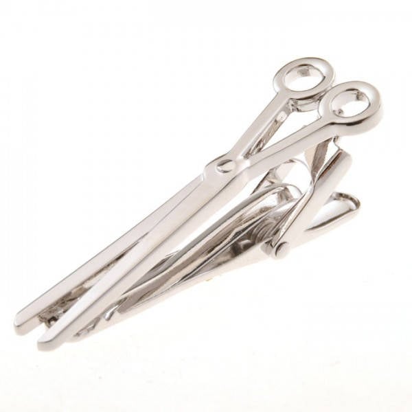 Shiny Silver Tone Scissors Tie Clip Fashion Fun Cool Unique Mens Tieclip Tie Clasp Comes with Box Stocking Stuffer Image 1