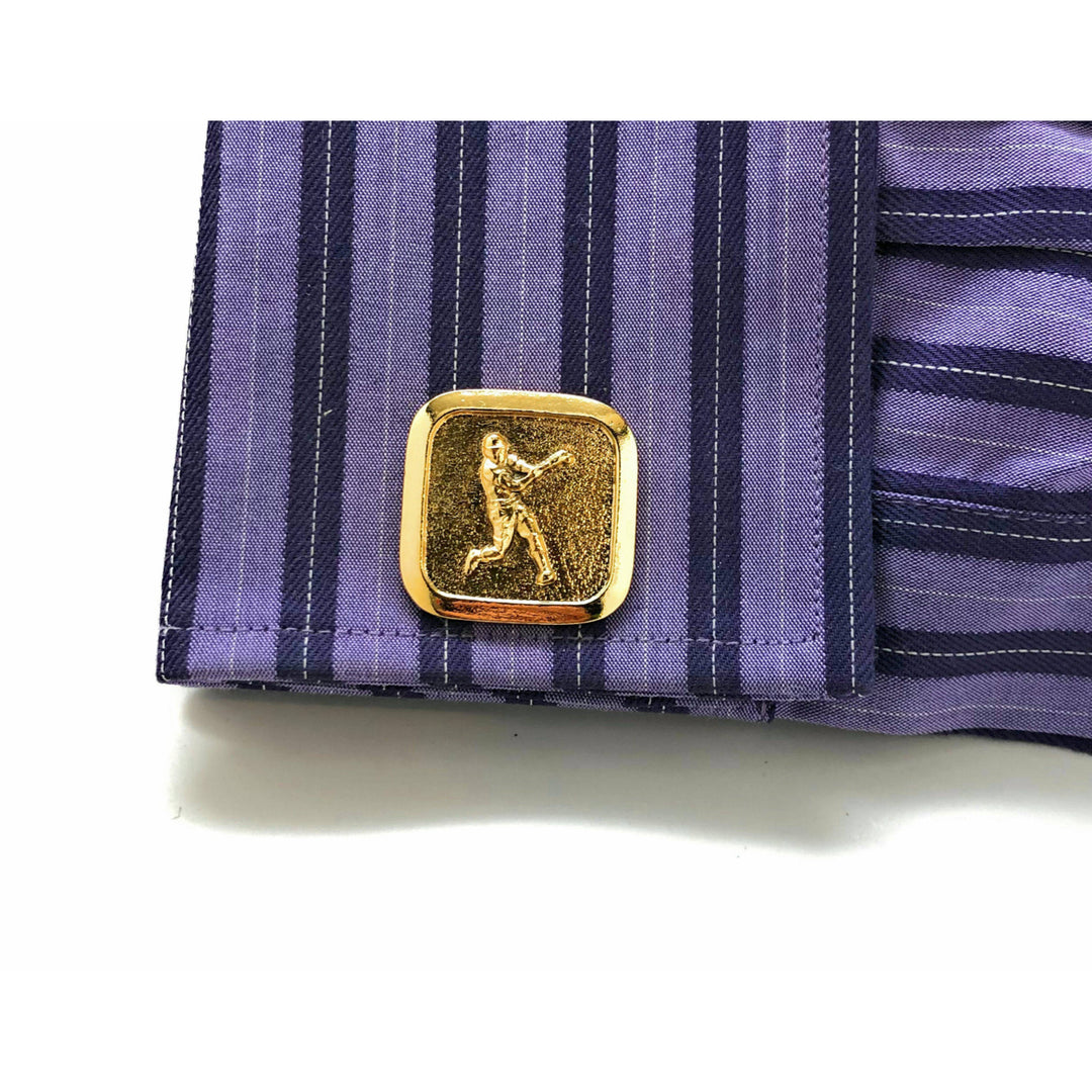 Antique Gold Tone Baseball Cufflinks Home Run Hitter Sport Champions Cuff Links Comes with Gift Box Image 4