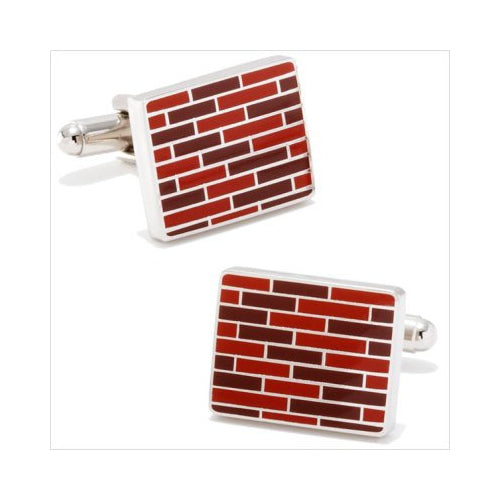 Unique Mens Cufflinks Red Brick Rectangle Accents Block Cuff Links Image 1