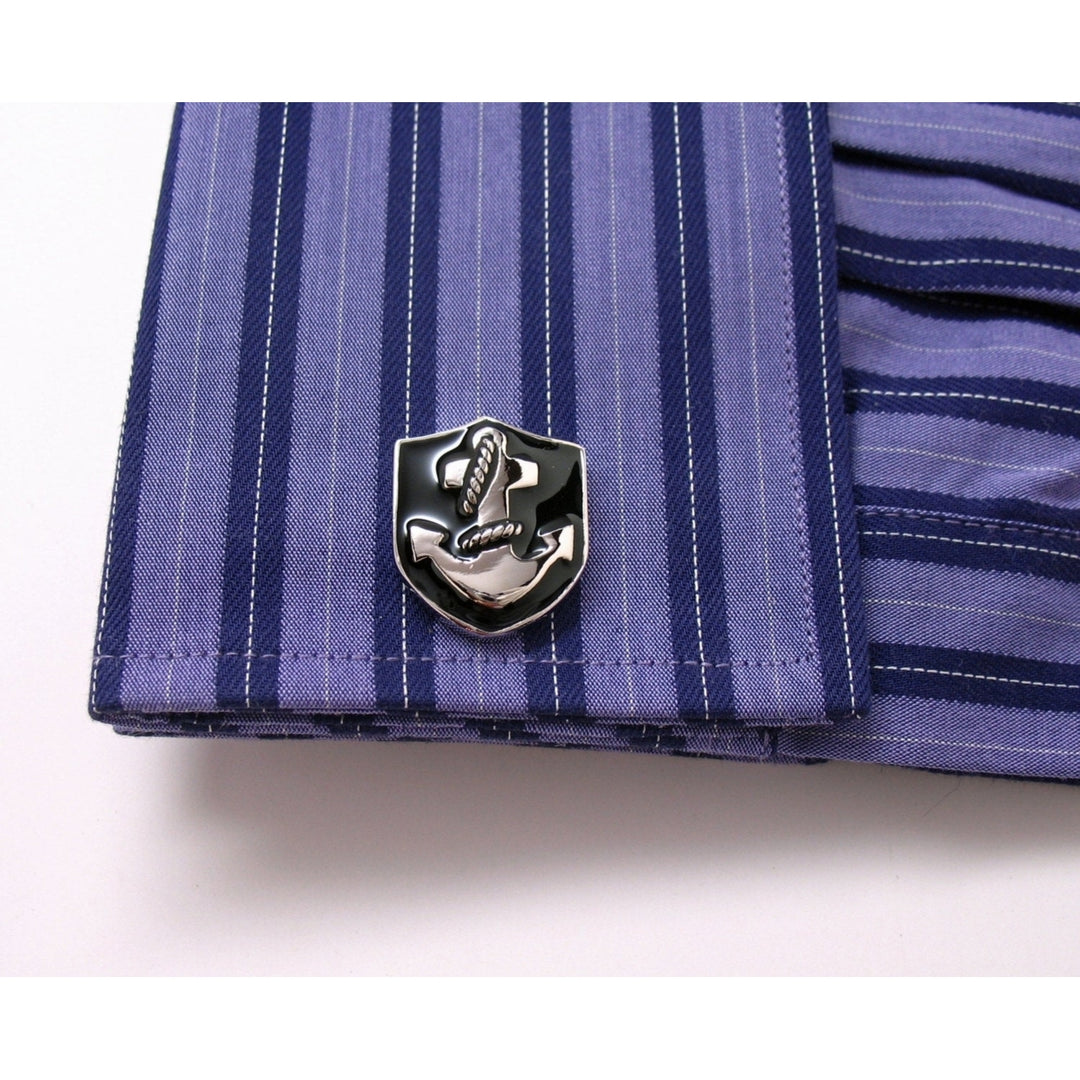 Anchor Crest Cufflinks All Hands on Deck 3D Boat Cuff Links Image 4