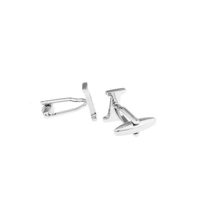 Classic "I" Cufflinks Silver Tone Initial Alphabet Cut Letters I Cuff Links Groom Father Bride Wedding Anniversary Image 2