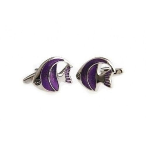 Silver Purple Angelfish Cufflinks Saltwater Fish Ocean Reef Cufflinks Image 2