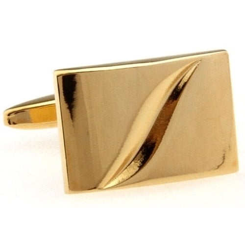 Etched Gold Tone Fall Leaves Leaf Bar Classic Gentlemen Cufflinks Cuff Links Image 1