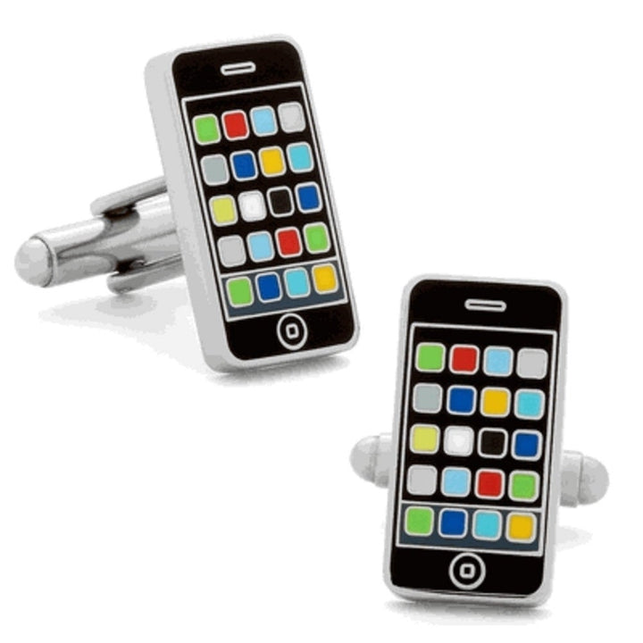 Smart Phone Cufflinks Nerdy Party Master Novelty Telephone Backing Cool Fun Cuff Links Comes Gift Box Image 1