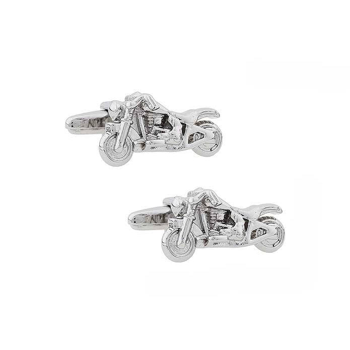 3-D Custom Road Bike Cufflinks Motorcycle Harley Scramber Hog Bike Easy Rider Silver Tone Freedom Cuff Links Comes with Image 1