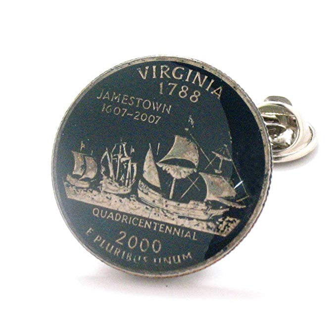 Coin Pin Virginia Tie Tack Lapel Pin Suit Flag State Enamel Coin Jewelry USA United States Collector Pin Tie Tack Travel Image 1