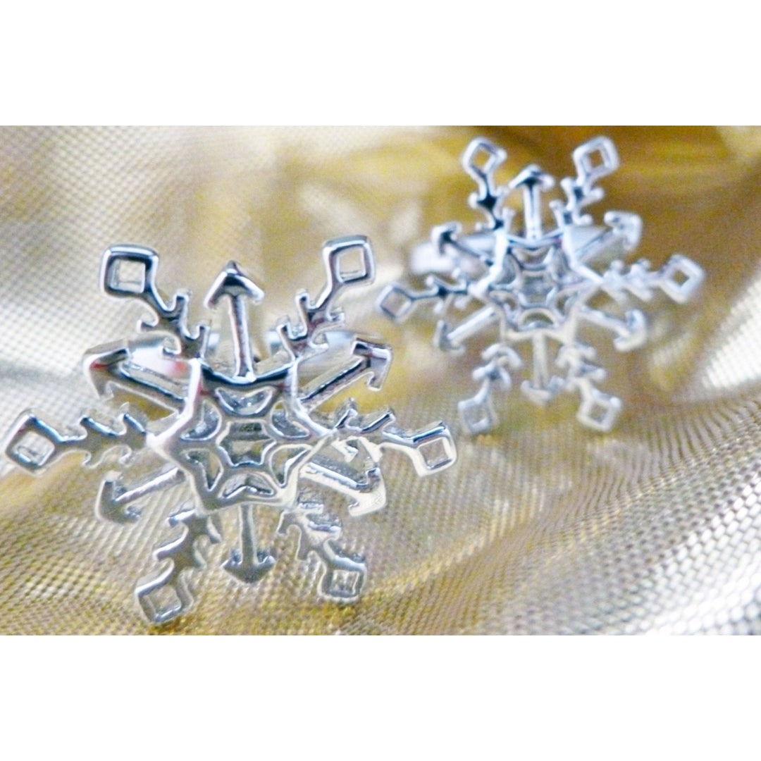 Star Valley Ice Snowflake Cufflinks Silver Tone Ice Snow Flake Cuff Links Image 3