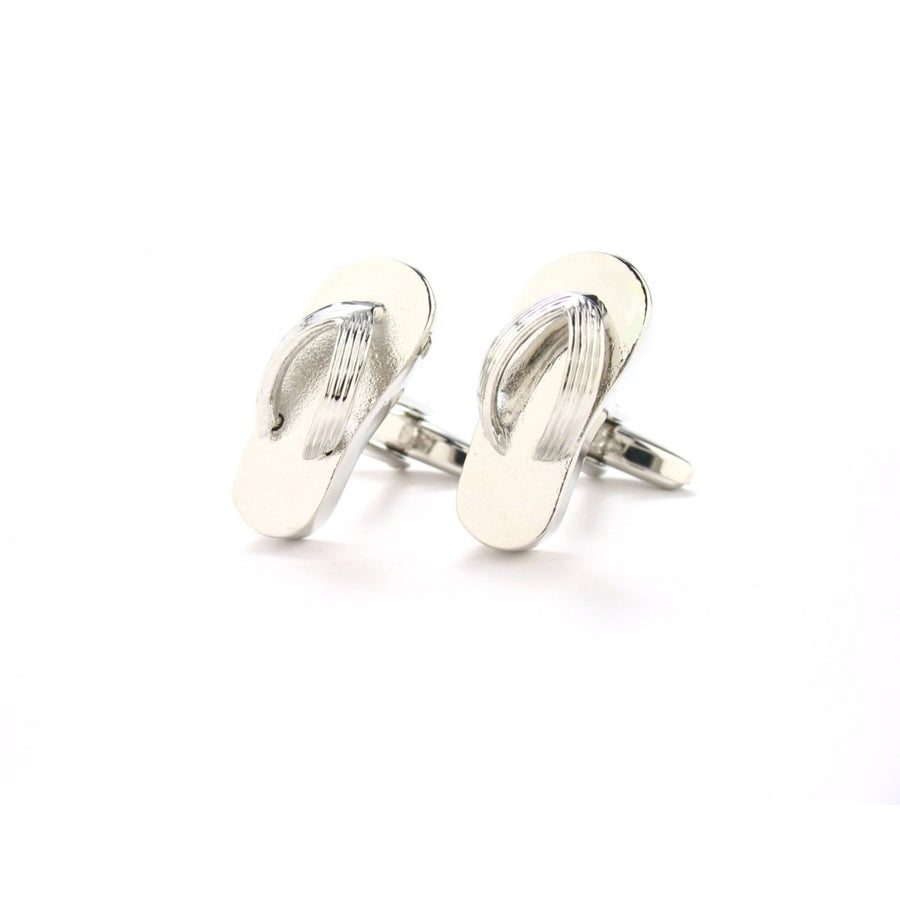 Flip Flops Cufflinks DeluxeSilver Tone Finish Flip Flops Shoes Cuff Links Image 1