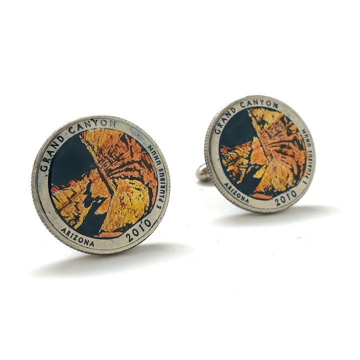 Enamel Cufflinks Grand Canyon National Park US Quarter Enamel Coin Jewelry Cuff Links Travel Souvenir Coins Keepsakes Image 1