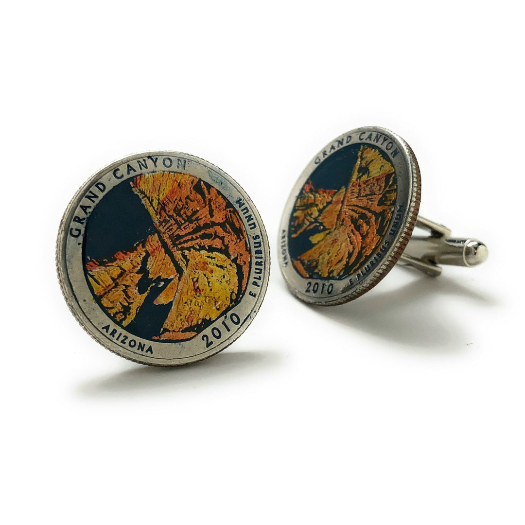 Enamel Cufflinks Grand Canyon National Park US Quarter Enamel Coin Jewelry Cuff Links Travel Souvenir Coins Keepsakes Image 2