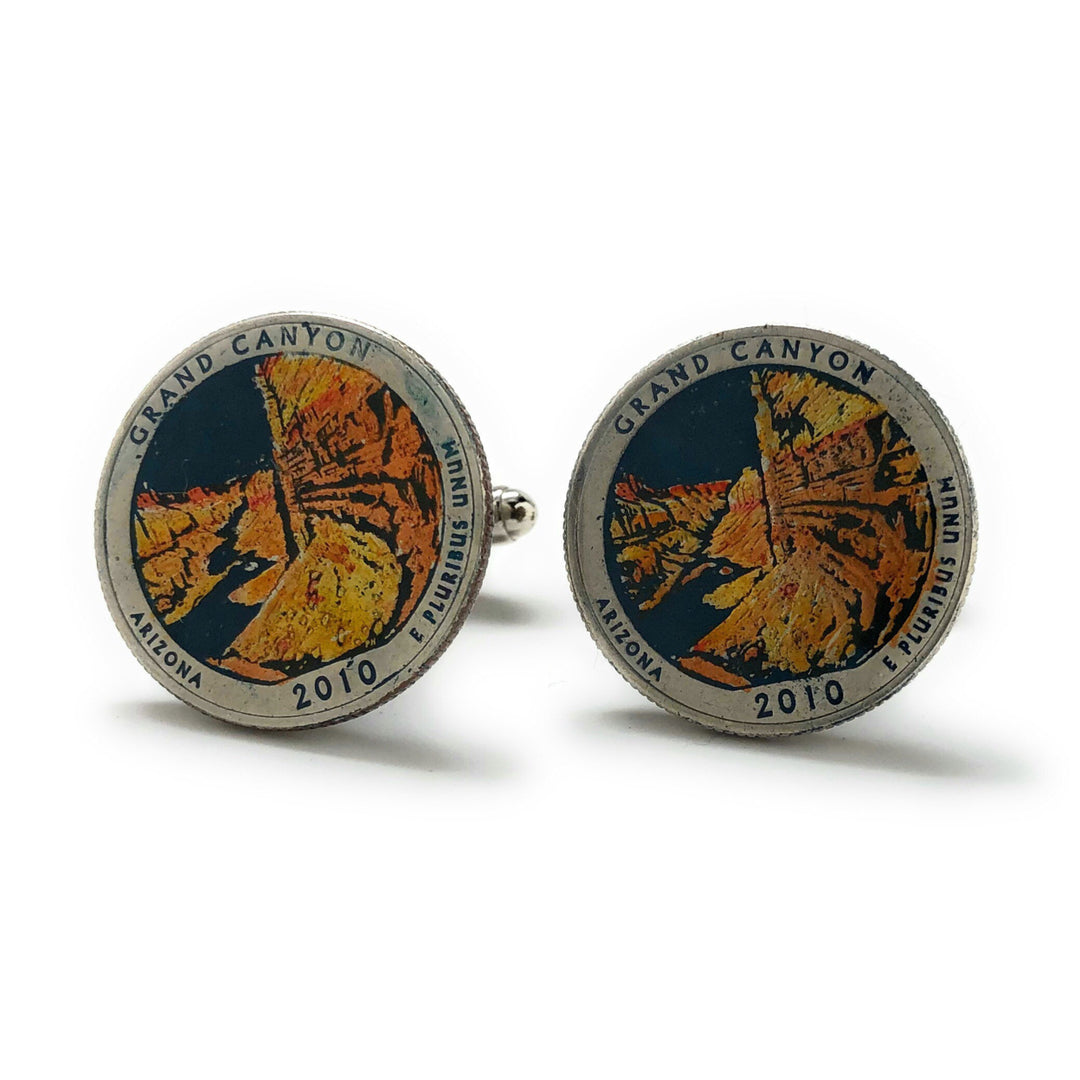 Enamel Cufflinks Grand Canyon National Park US Quarter Enamel Coin Jewelry Cuff Links Travel Souvenir Coins Keepsakes Image 4