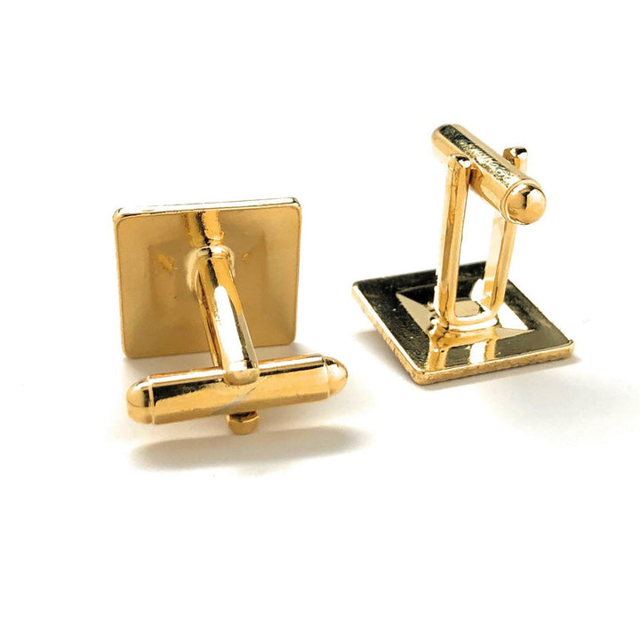 Gold Square Cufflinks Pleated Square Gold Tone Center Clear Crystal Cuff Links Gifts for Dad Husband Gifts for Him Image 4