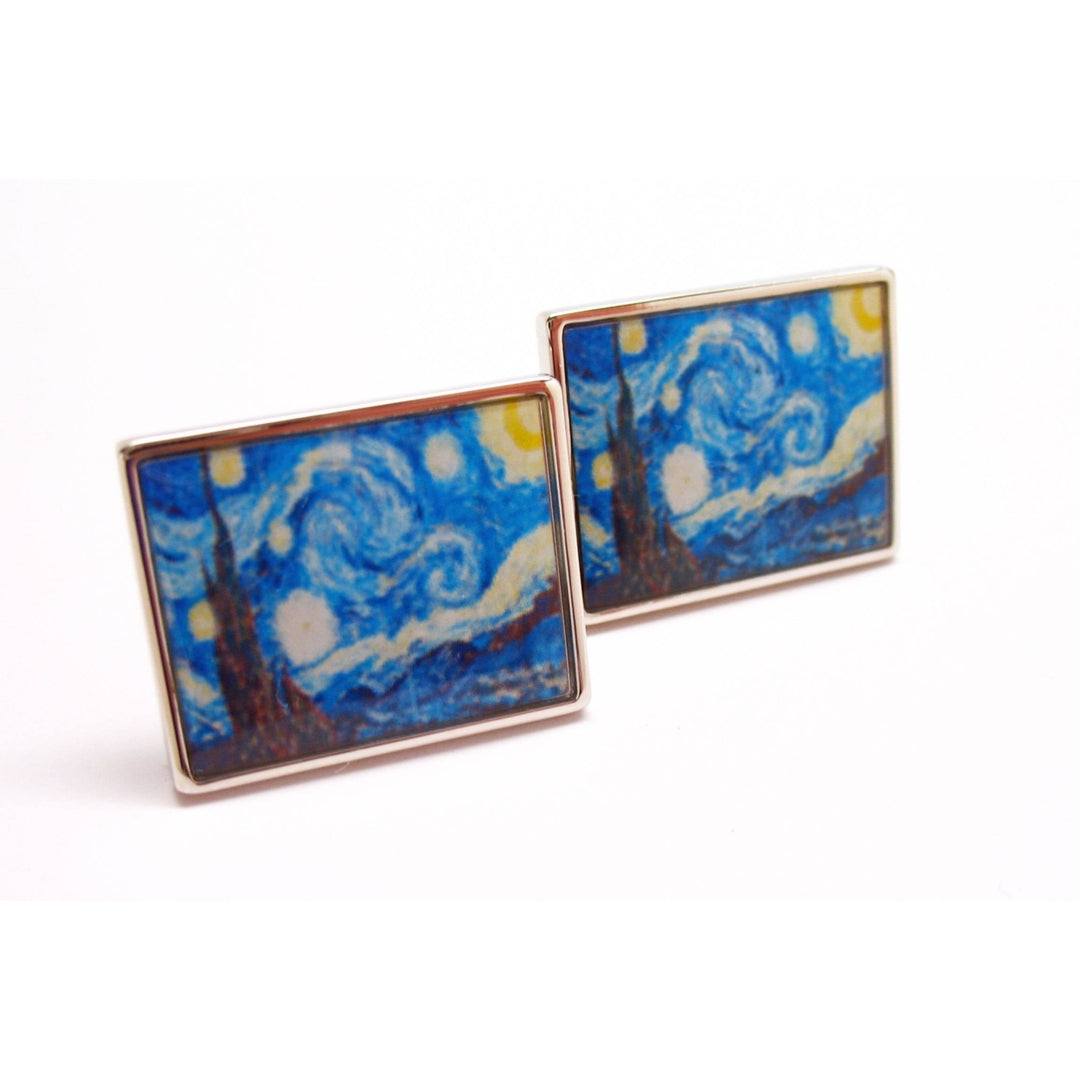 World Famous Painting Cufflinks Artwork Art Silver Tone Beautiful Fun Special Cuff Links Comes with Gift Box Image 3