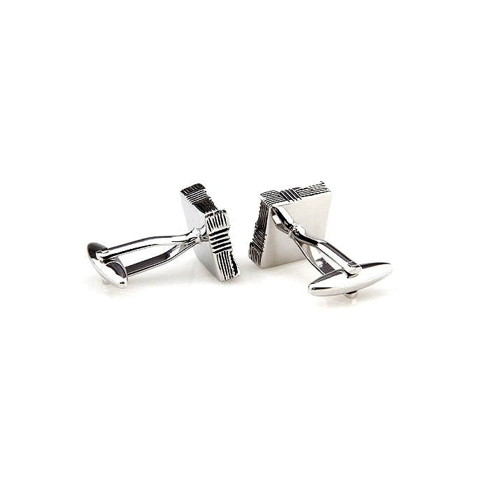 Antique Weathered Cufflinks Silver Stepping Cufflinks Cuff Links Image 2