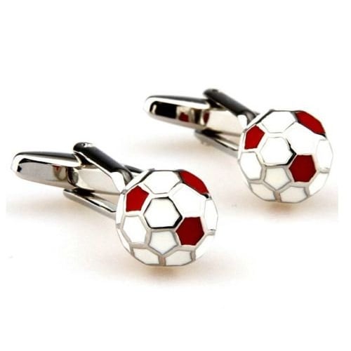 Soccer Cufflinks Red and White Enamel Soccer Ball Cufflinks Cuff Links Futbol Sports Image 1