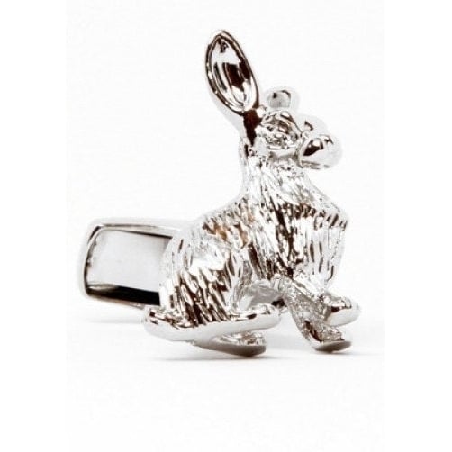 Lucky Rabbit Cufflinks Easter Bunny Silver Tone Cuff Links Image 1