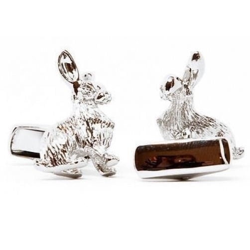 Lucky Rabbit Cufflinks Easter Bunny Silver Tone Cuff Links Image 2