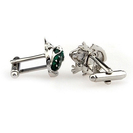 Frog Cufflinks Silver with Green Enamel Frog Prince Cufflinks Cuff Links Animals Animal Image 4