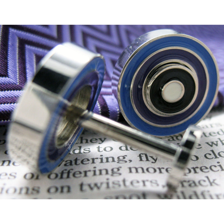 Double Target Cufflinks Reversible Multiple Style Purple Blue Yellow Cuff Links Image 4