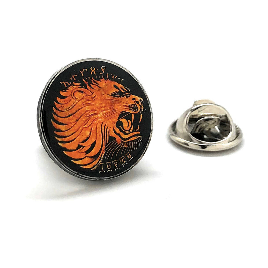 Enamel Pin Hand Painted Ethiopia Lion Enamel Coin Lapel Pin Tie Tack Travel Souvenir Coins Keepsakes Cool Fun Collector Image 1