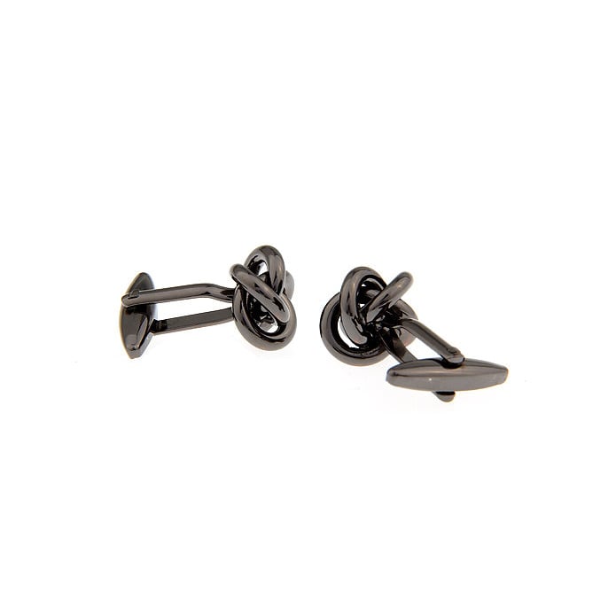 Classic Gun Metal Entwined Knots Formal Wear Cufflinks Cuff Links Image 2