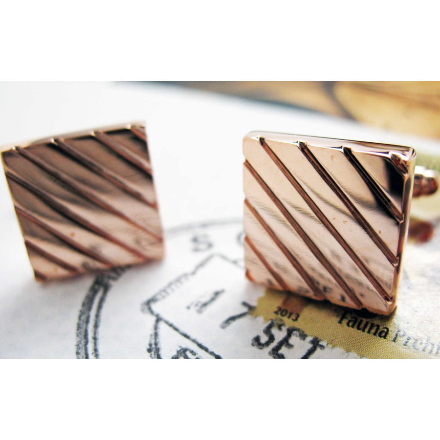 Gold Sliced Stripes Cufflinks Classic Gold Tone Professional Striped Gentlmens Wear Cuff Links Image 1