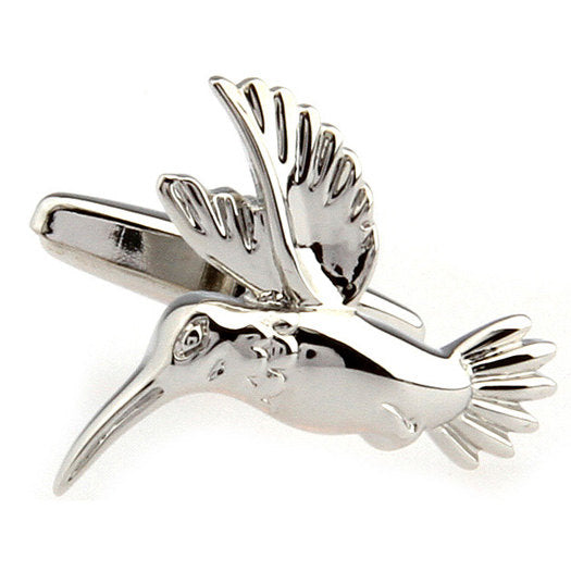 Silver Flying Hummingbird Bird Cufflinks Garden Cuff Links Image 1