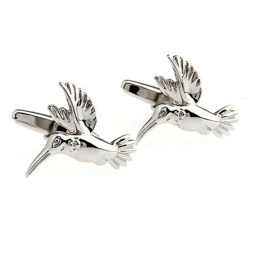 Silver Flying Hummingbird Bird Cufflinks Garden Cuff Links Image 2