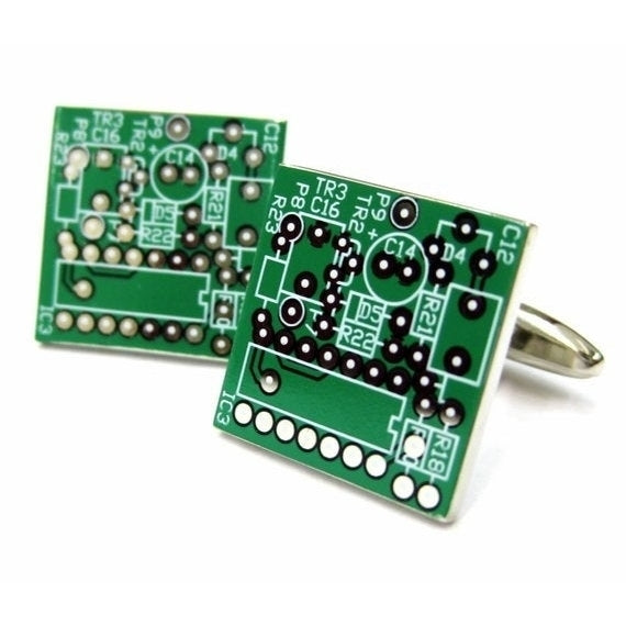 Circuit Board Cufflinks Computer Green King of the Nerds Cufflinks Cuff Links Image 1