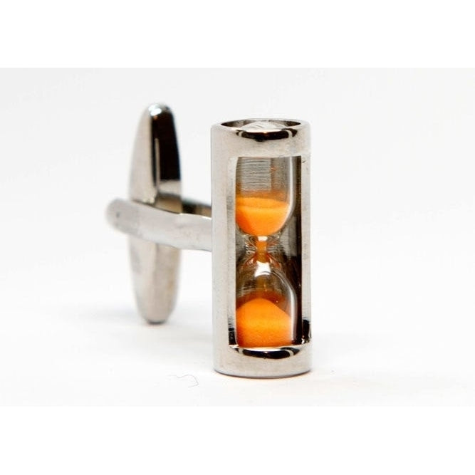 Hour Glass Cufflinks Orange Working Time Keeper Cuff Links Image 1