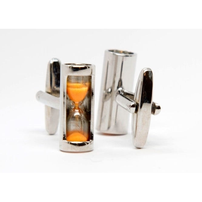 Hour Glass Cufflinks Orange Working Time Keeper Cuff Links Image 3