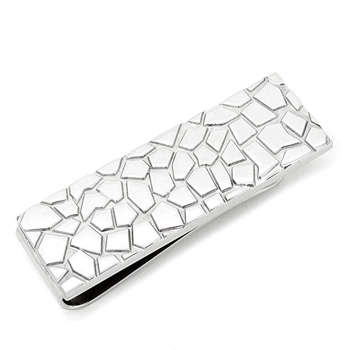 Antiqued Metal Silver Mosaic Money Clip Dads Money Clip Image 1