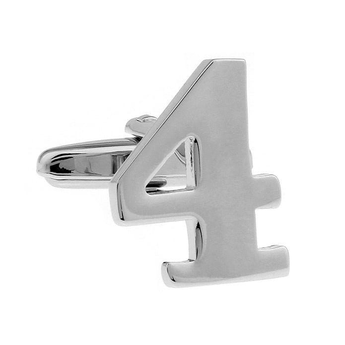 Silver Tone Number "4" Cufflinks Silver Tone 4 Cut Numbers Personal Cuff Links Image 1