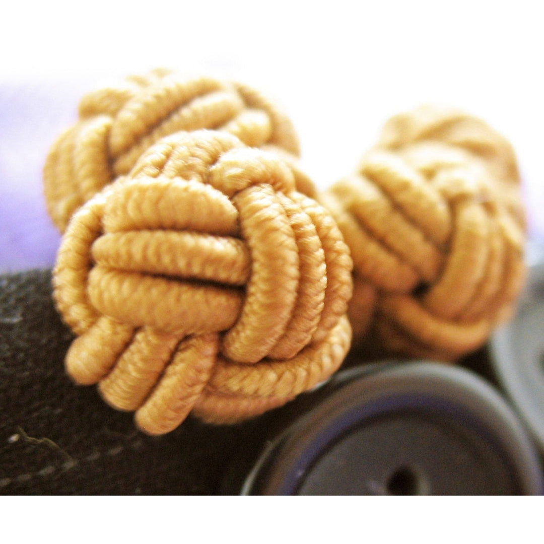 Back to the Basic Silk Knot Cufflinks Lillac Purple Grass Green and August Sunset Bound Cuff Links Image 4