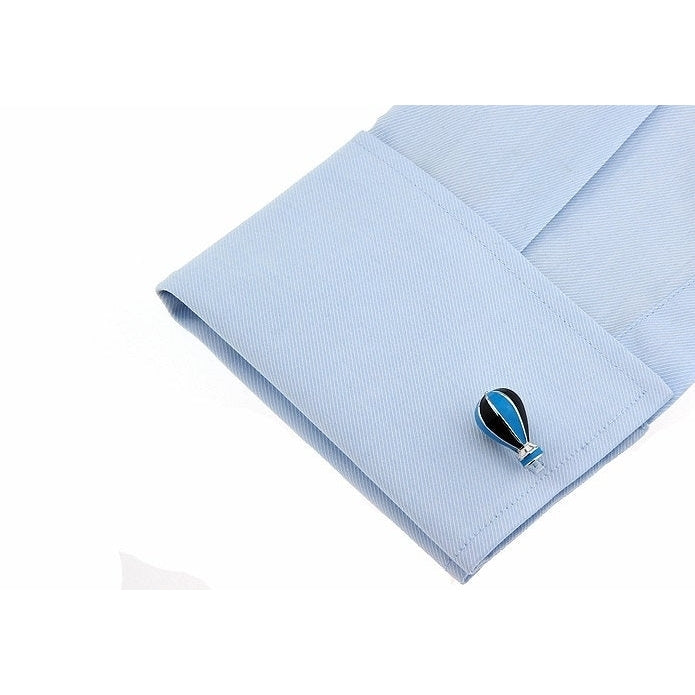 Hot Air Balloon Cufflinks Black Blue Silver Flying High 3D Enamel Cufflinks Cuff Links Image 3