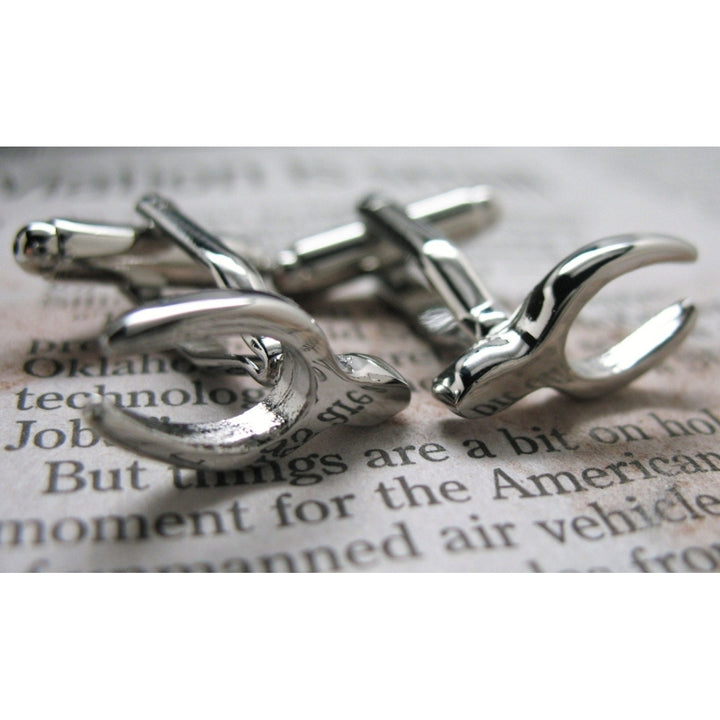 Wishbone Cufflinks Lucky Silver Tone Make a Wish Cuff Links Image 4