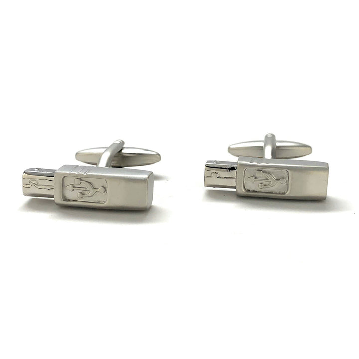 USB Cufflinks Silver USB Connector Computer Cufflinks Fun Cool Technology Cuff Links Comes with Gift Box Gifts for Dad Image 4