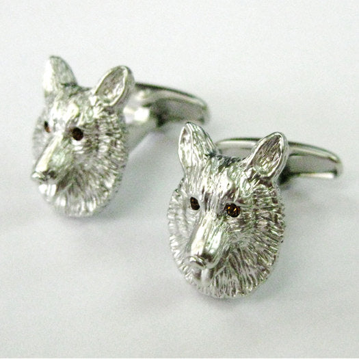 Dog Head Cuff Links Silver Collie Dog Pet Cufflinks Mans Best Friend Image 1