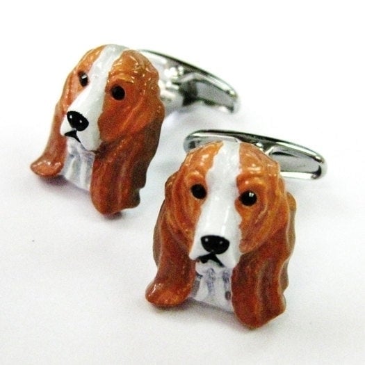 Dog Head Cuff Links Enamel Cocker Spaniel Dog Pet Cufflinks Mans Best Friend Image 1