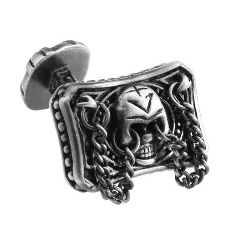 Skeleton Cufflinks Endless Doom Skeleton Gunmetal Chained Details Straight Post Cufflinks Cuff Links Halloween Crazy Image 1