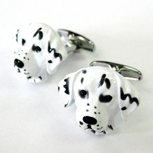 Dog Head Cuff Links Enamel Dalmatian Dog Cufflinks Mans Best Friend Image 1