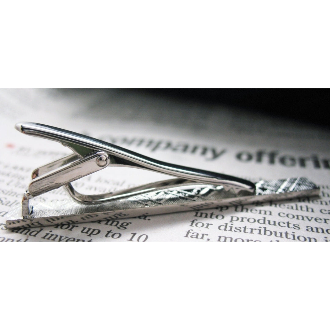 Square Me Tie Bar Silver Toned Classic Men Tie Clip Image 3