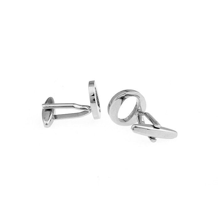 Classic "O" Cufflinks Silver Tone Initial Alaphabet Cut Letters O Cuff Links Groom Father Bride Wedding Anniversary Image 2