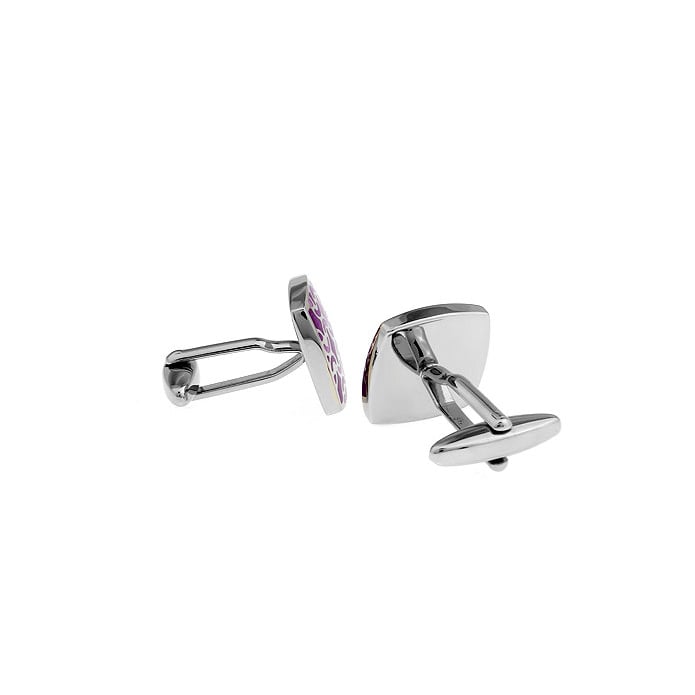 Purple Cufflinks Purple Wave Pink Enamel Silver Weave Post Cufflinks Cuff Links Custom Cufflinks Image 3