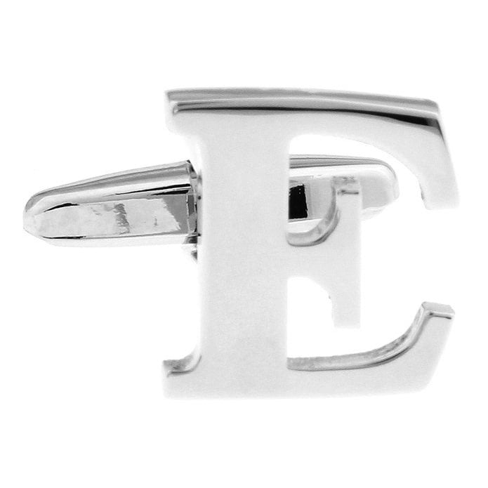 Classic "E" Cufflinks Silver Tone Initial Alaphabet Cut Letters Cuff Links Groom Father Bride Wedding Anniversary Father Image 1