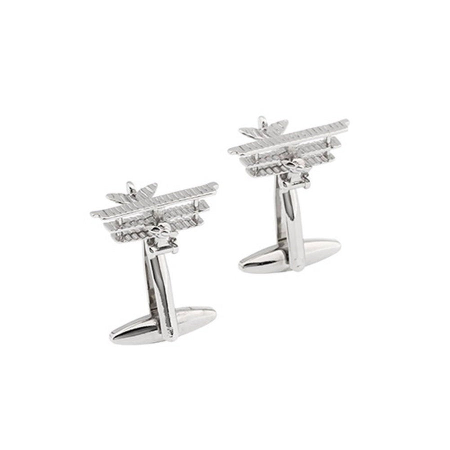 WWI Silver Triplane Red Baron Airplane Cufflinks Aviation Military Tri plane Cuff Links Image 1