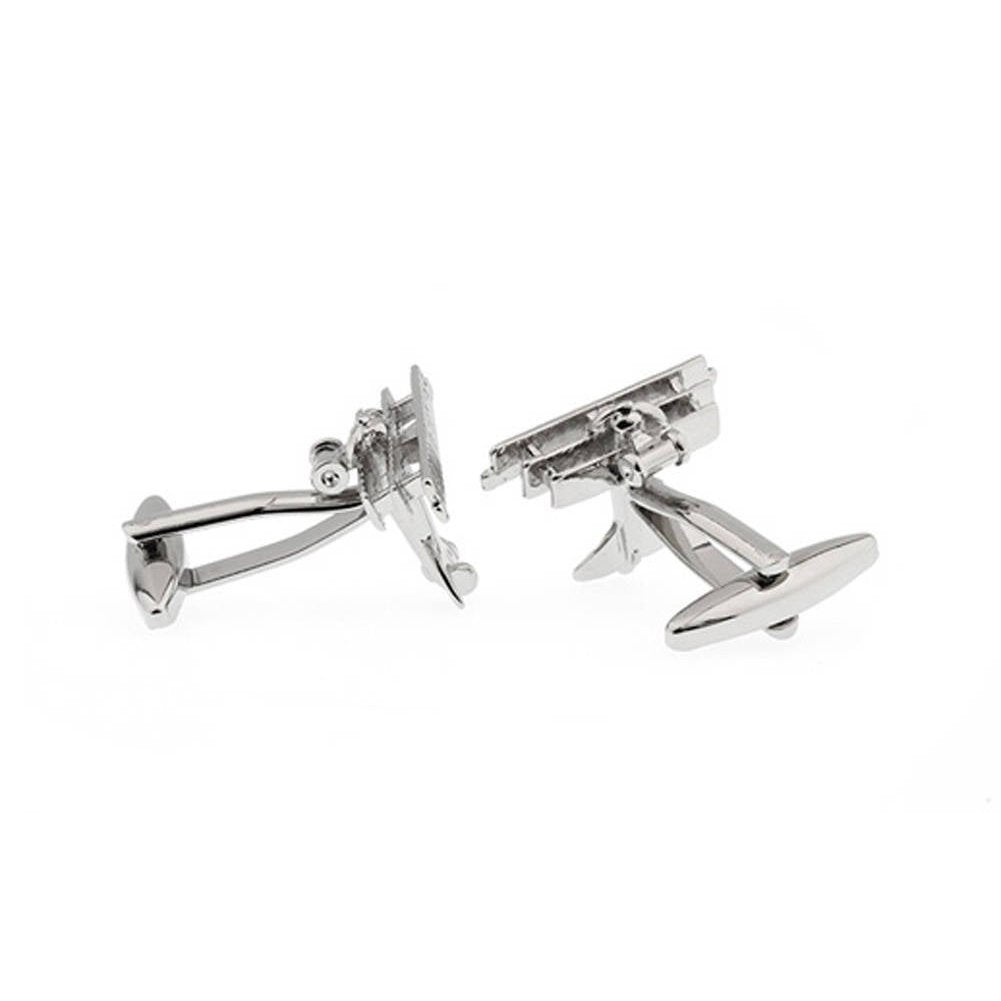 WWI Silver Triplane Red Baron Airplane Cufflinks Aviation Military Tri plane Cuff Links Image 2