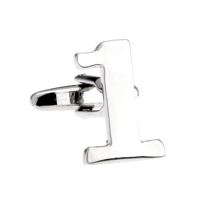 Silver Tone Number "1" Cufflinks Silver Tone 1 Cut Numbers Personal Cuff Links Image 1