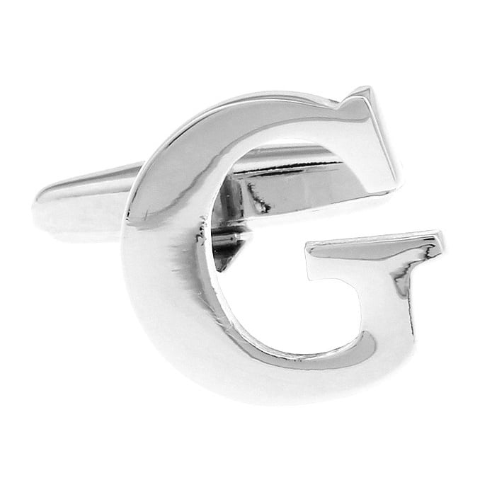 Classic "G" Cufflinks Silver Tone Initial Alaphabet Cut Letters Cuff Links Groom Father Bride Wedding Anniversary Father Image 1