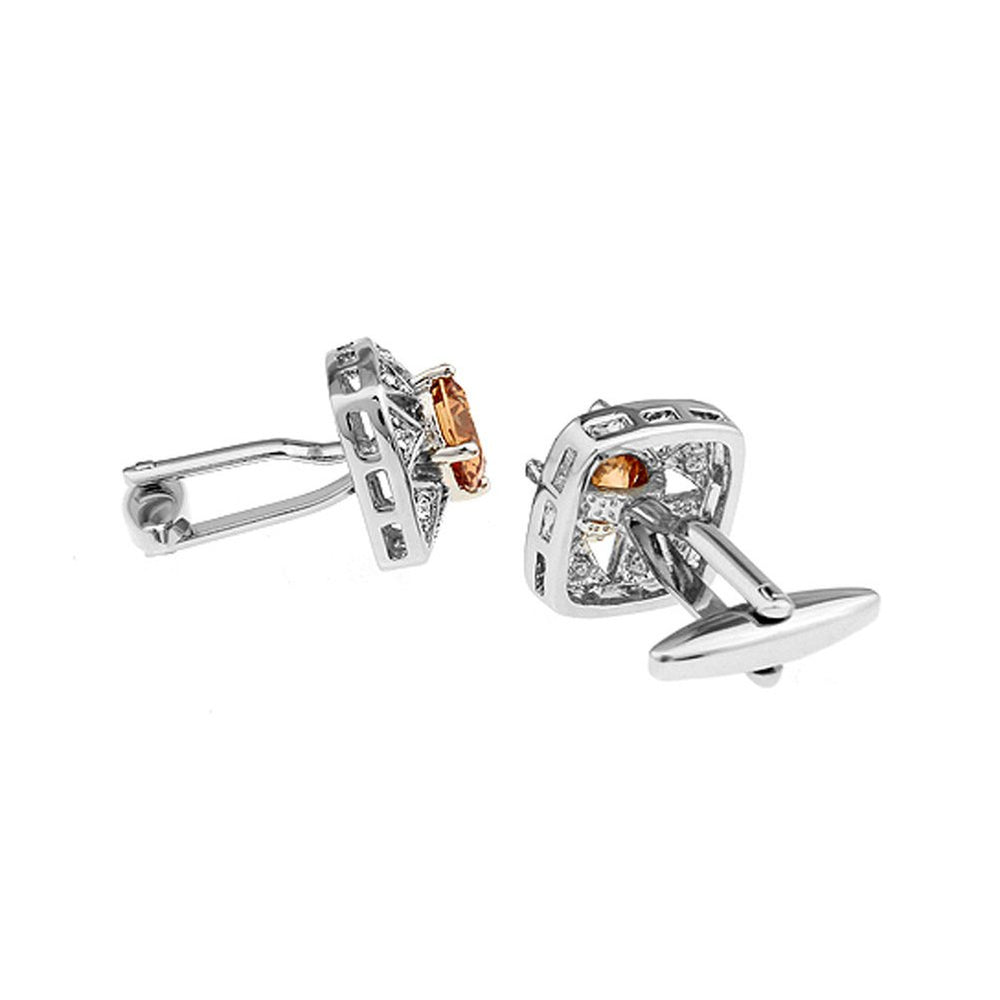 Crystal Amber Cufflinks Star Burst Cufflinks Center Stone Cut Crystal Royal Crown Crystal Trim Cuff Links Comes with Image 2